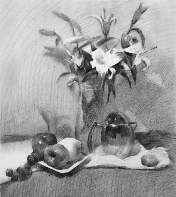 不知道花卉素描怎么畫？來看看別人是怎么畫的